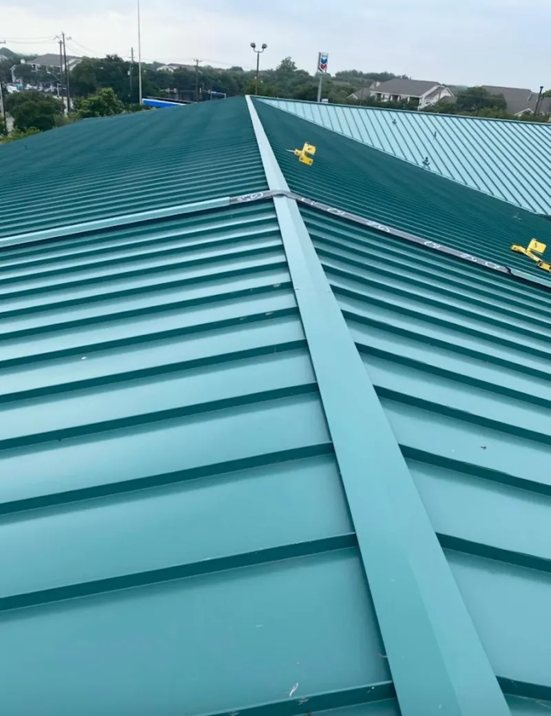 Green commercial metal roof ridge and valley for Metal Roof Repair in Oak Brook